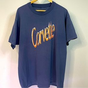 VTG blue Corvette single stitch graphic tee sz XL *RARE*